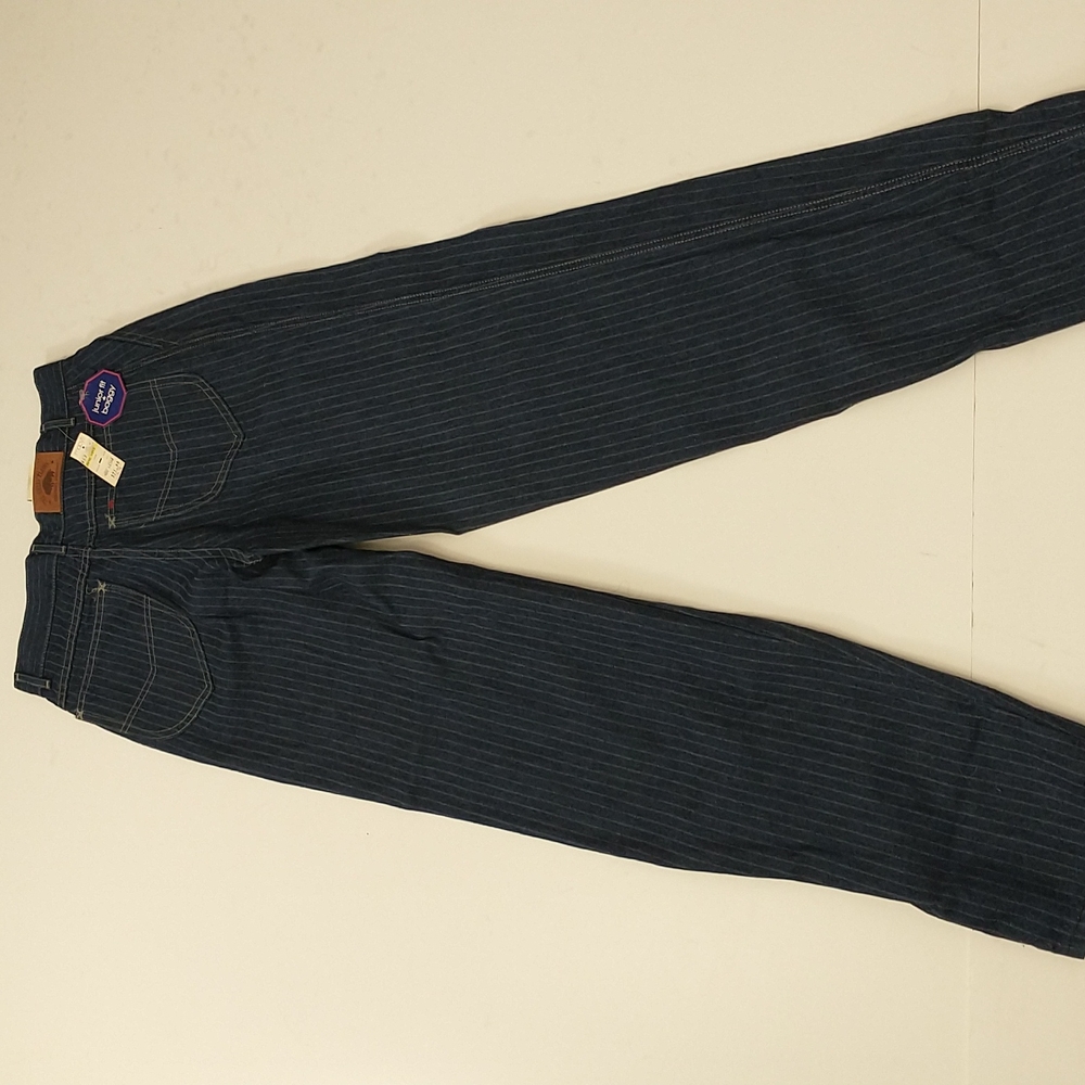 Deadstock Vintage Pinstripe Denim High rise Mom Jeans USA made The Great Plains